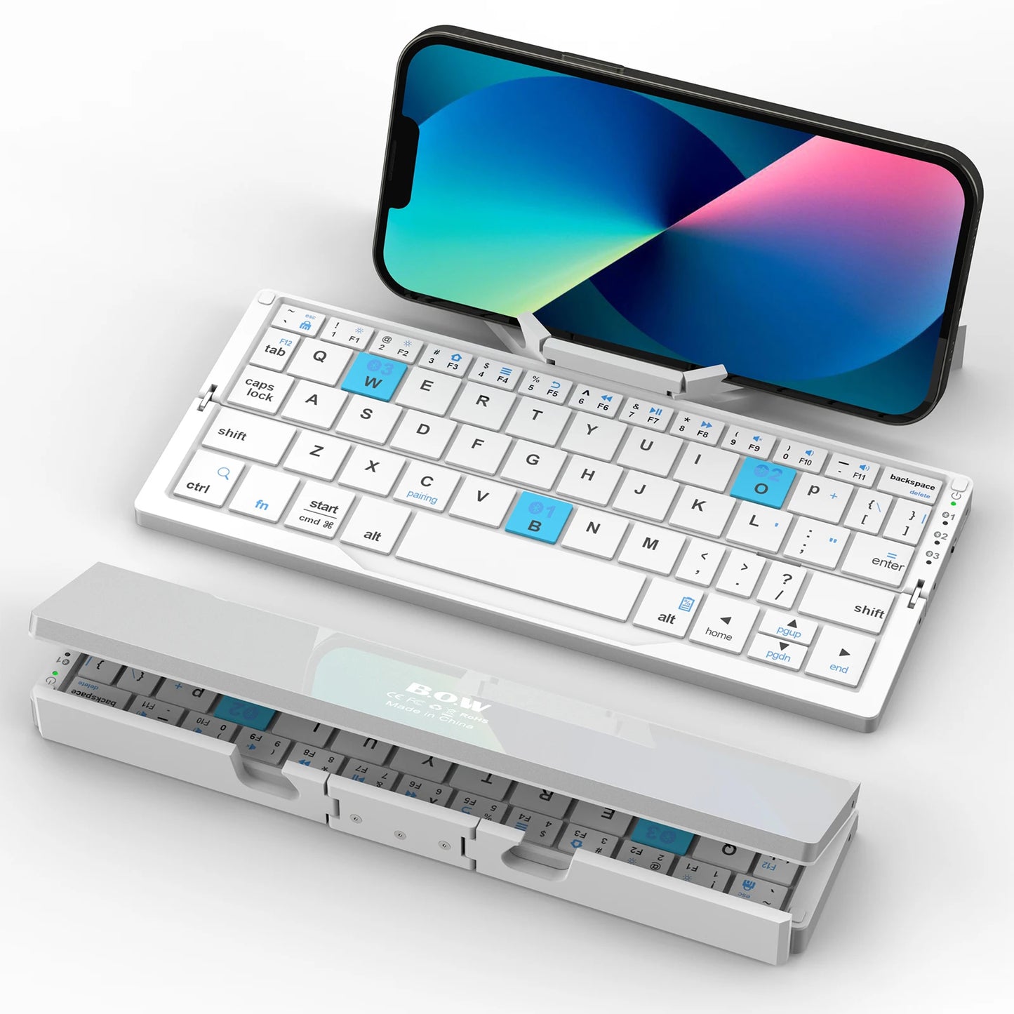 Folding Mini Wireless BT Keyboard With Magnetic Stand Aluminum Alloy Keypad For iPad iPhones Samsung Tablet Rechargeable Keypad