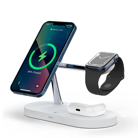 3 in 1 Wireless Charger For iPhone 12 13 14 15 Magnetic Charger Fast Charging Station For Apple Watch 9 8 7 6 5 Airpods Pro