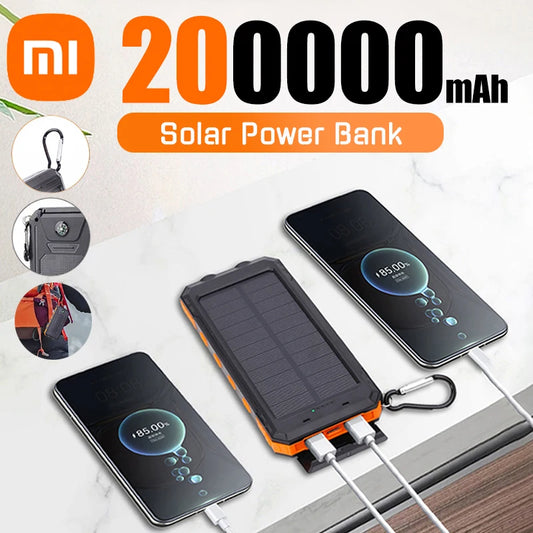 Xiaomi 200000mAh Large Capacity Solar Power Bank Fast Charging Portable With Lanyard Compass External Battery Outdoor Camping