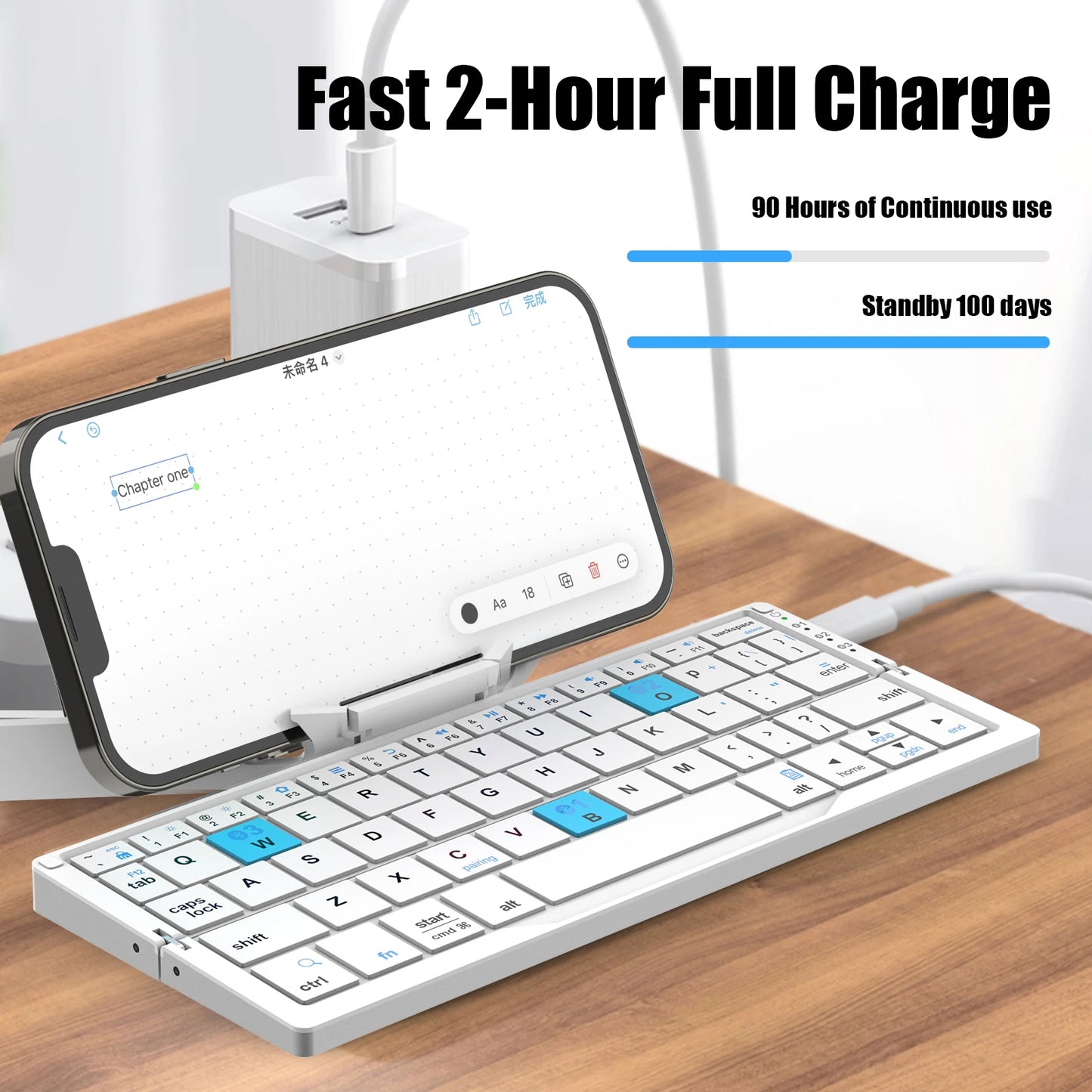 Folding Mini Wireless BT Keyboard With Magnetic Stand Aluminum Alloy Keypad For iPad iPhones Samsung Tablet Rechargeable Keypad