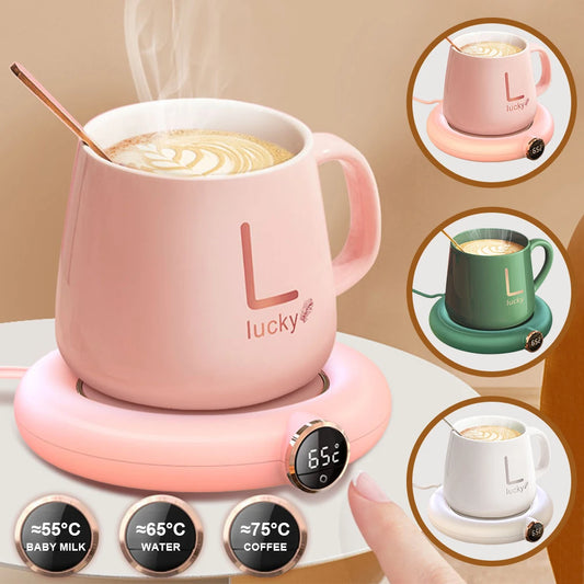 Coffee Milk Tea Cup Warmer Pad USB Charge Home Office 3 Temperatures Adjustable Heat Plate LED Display Electric Heater Mug Pad